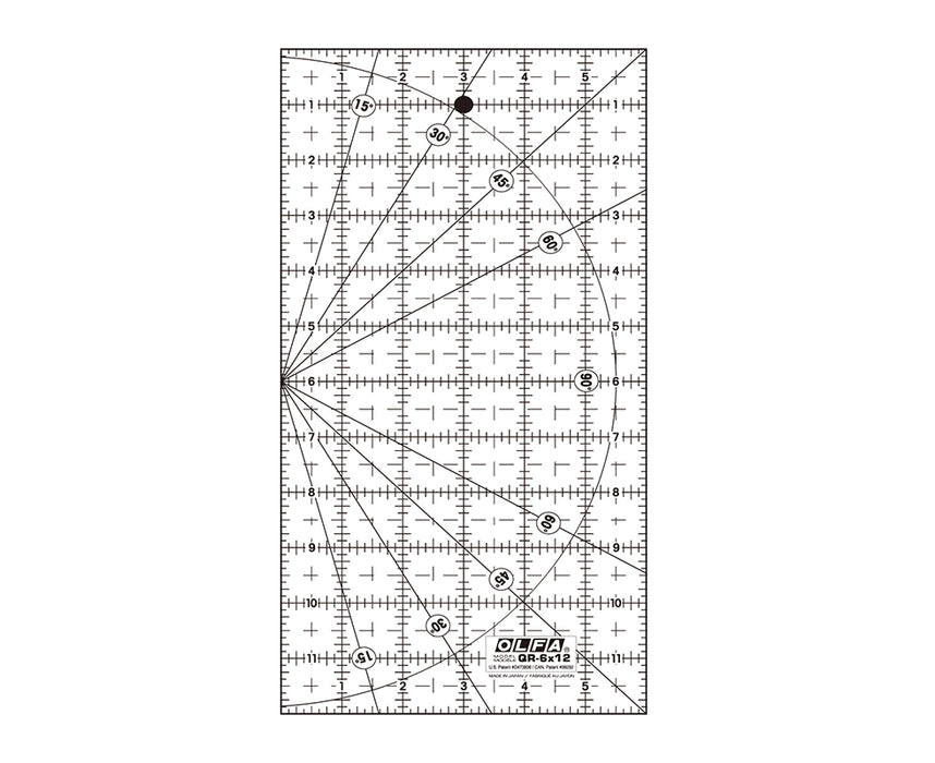 Régua de acrílico fosco de 6 x 12 polegadas - "OLFA QR-6X12"