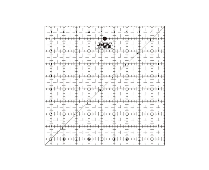 9.5 x 9.5 inch Frosted Acrylic Ruler - "OLFA QR-9S"