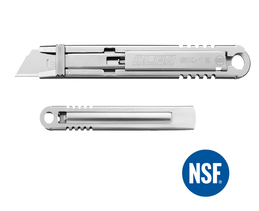 Cortador de segurança autorretrátil em aço inoxidável - "OLFA SK-12"